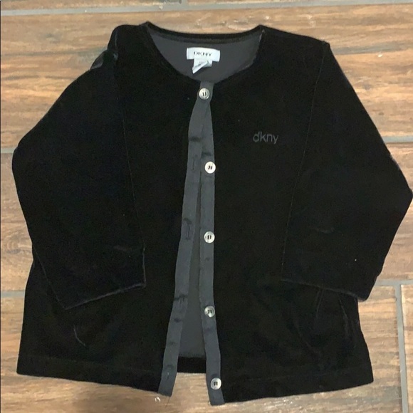 DKNY Girls 4T Black Velvet Cardigan Holidays Party Special Occasion Wedding - Picture 2 of 5